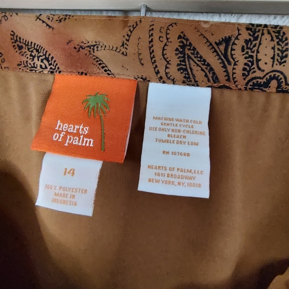 Hearts Of Palm Brown Paisley Fully Lined Elastic Sides Size 14 Midi Skirt - Picture 5 of 7